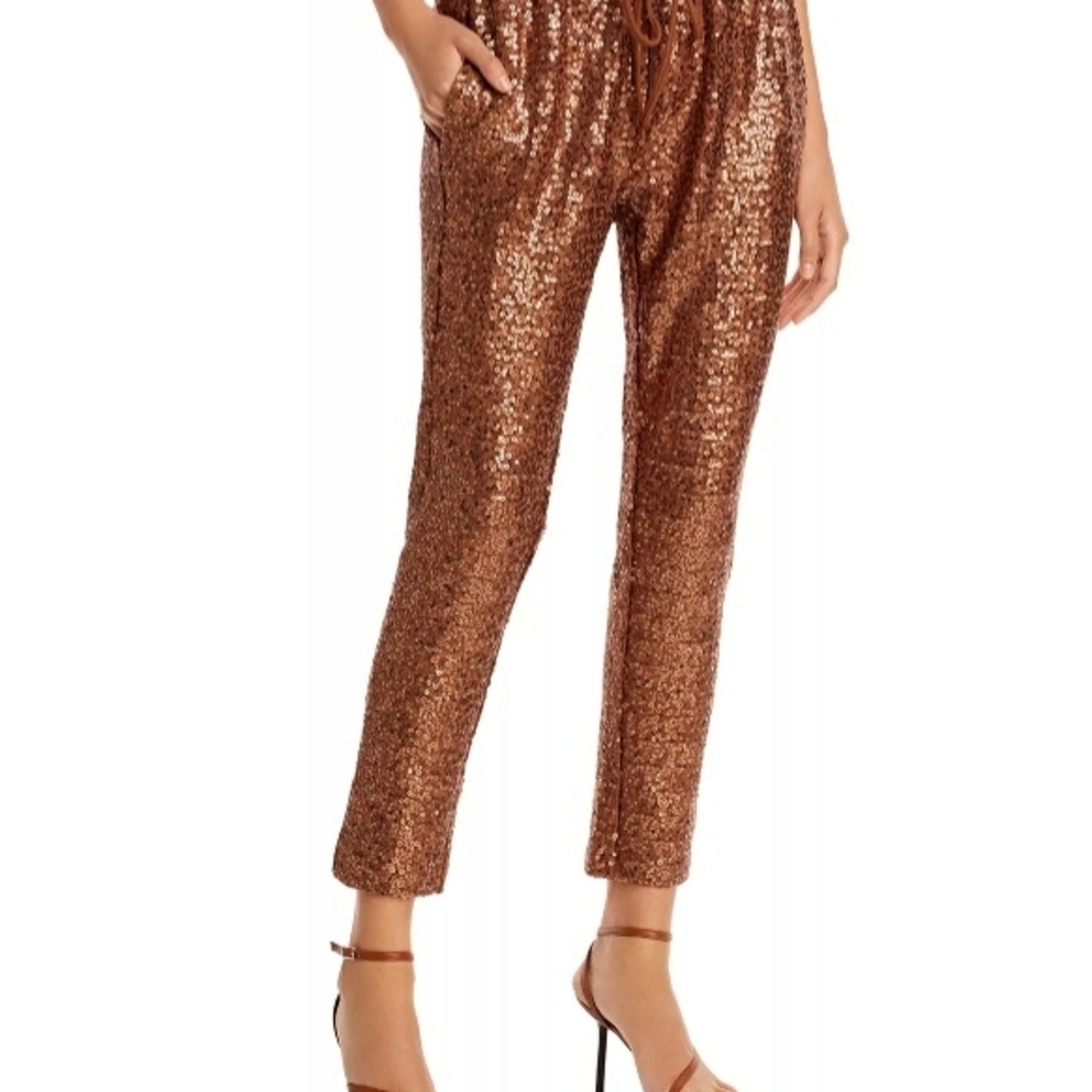 Splendid Bronze Sequin Cropped Pants